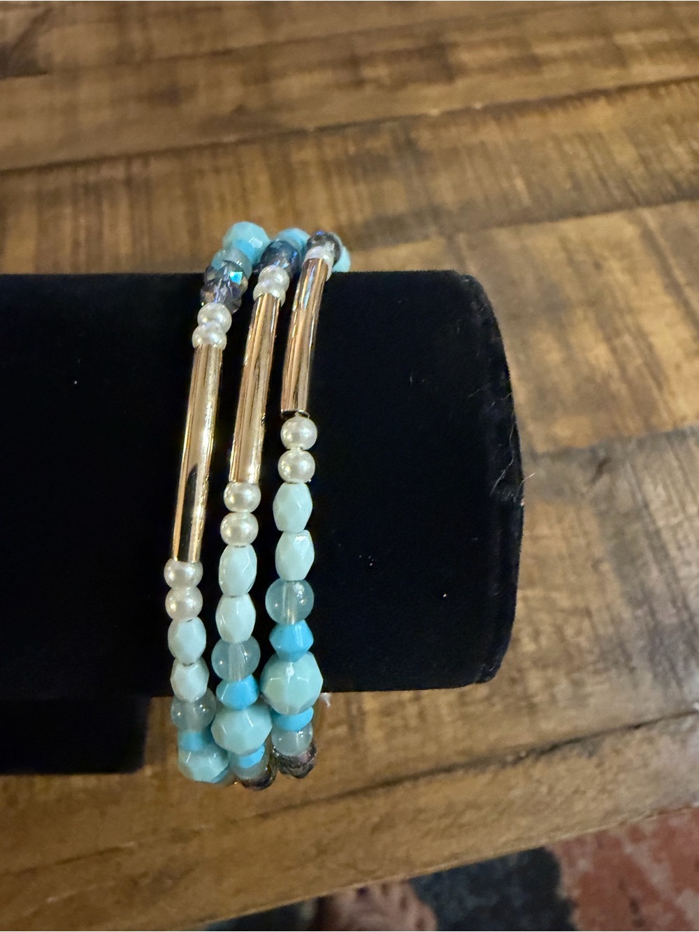 Stackable Light Blue Beaded Stretch Bracelet